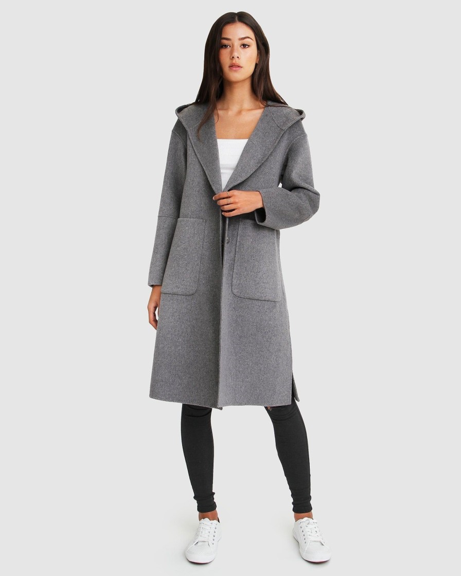 Women Belle & Bloom Wool Coats | Walk This Way Wool Blend Oversized Coat - Dark Grey