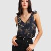 Women Belle & Bloom Shirts & Blouses | Feel For You V-Neck Top - Navy