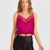 Women Belle & Bloom Shirts & Blouses | Friday Nights Lace Cami - Fuchsia