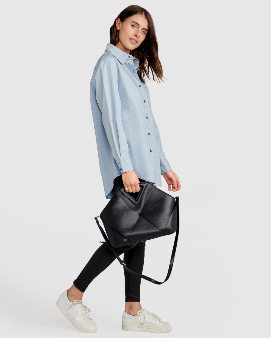 Women Belle & Bloom Shirts & Blouses | My Girl Oversized Shirt - Duck Egg Blue