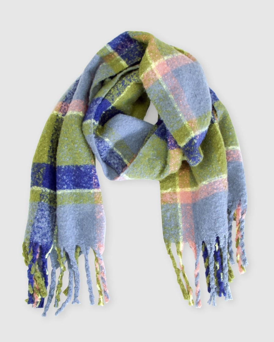 Women Belle & Bloom Scarves | Upstate Brushed Plaid Scarf - Olive