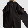 Women Belle & Bloom Belted Coats | Wide Awake Split Hem Overcoat - Black