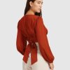 Women Belle & Bloom Shirts & Blouses | No Way Home Cropped Top - Terracotta Final Sale