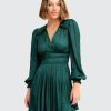 Women Belle & Bloom Mini Dresses | Shine Bright Ruched Mini Dress - Dark Green