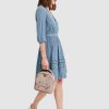 Women Belle & Bloom Mini Dresses | Sweet Talk Eyelet Mini Dress - Dusty Blue