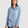 Women Belle & Bloom Shirts & Blouses | Keep Me Wild Denim Top - Indigo