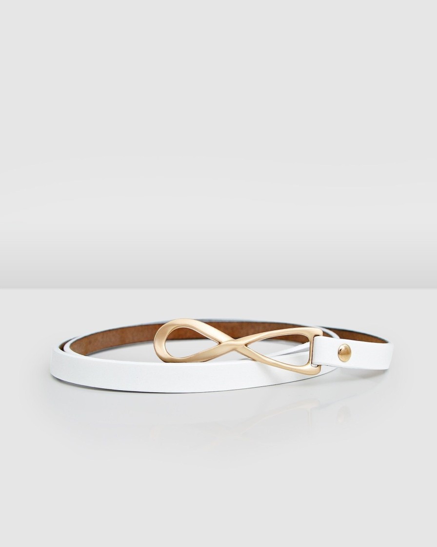 Women Belle & Bloom Belts | London Mood Leather Tie Belt - White