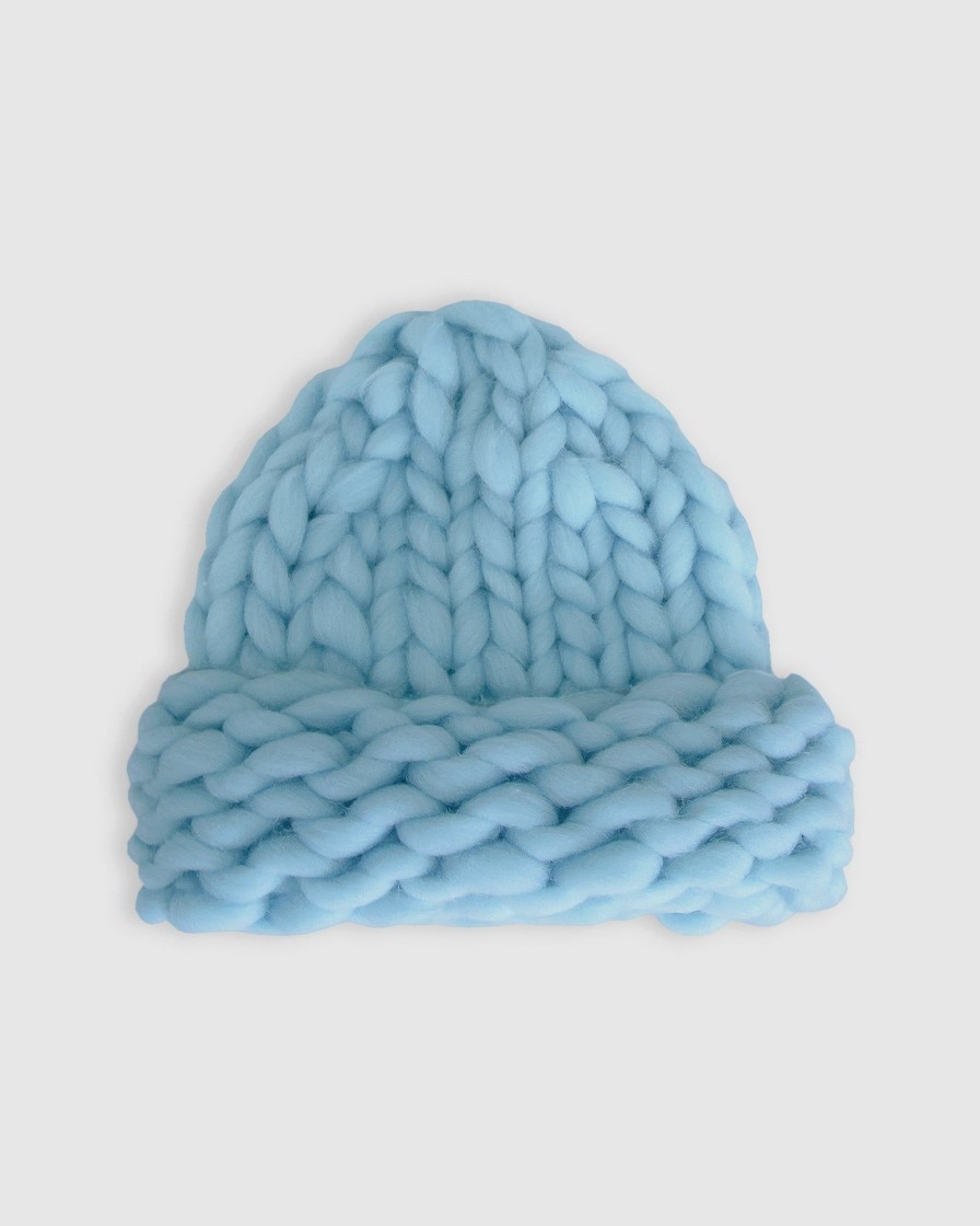 Women Belle & Bloom Hats | Snowflake Hand Knitted Beanie - Sky Blue