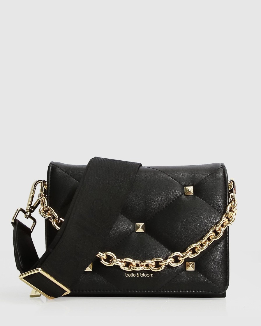 Women Belle & Bloom Cross-Body Bags | The Boulevard Quilted Crossbody Bag - Black