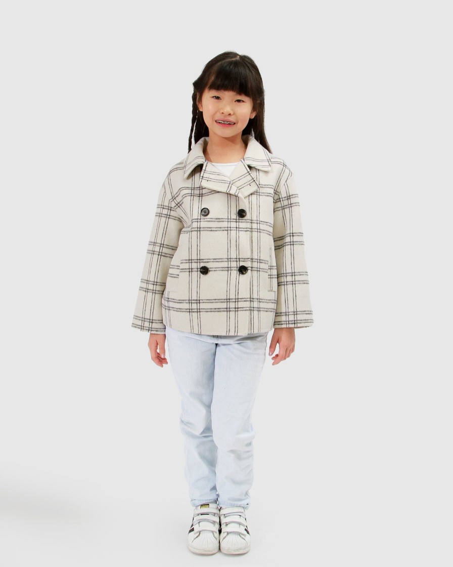 Girl Belle & Bloom | Adore You Wool Blend Peacoat - Cream Check