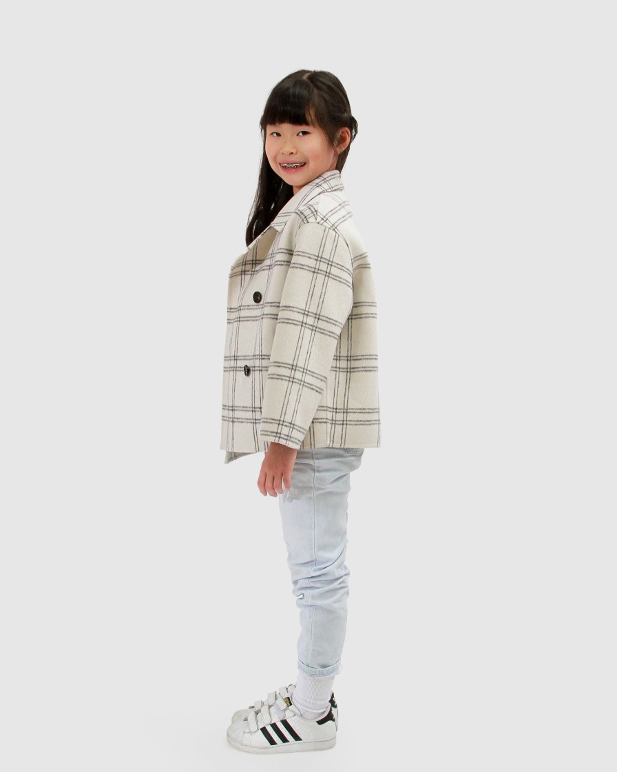 Girl Belle & Bloom | Adore You Wool Blend Peacoat - Cream Check