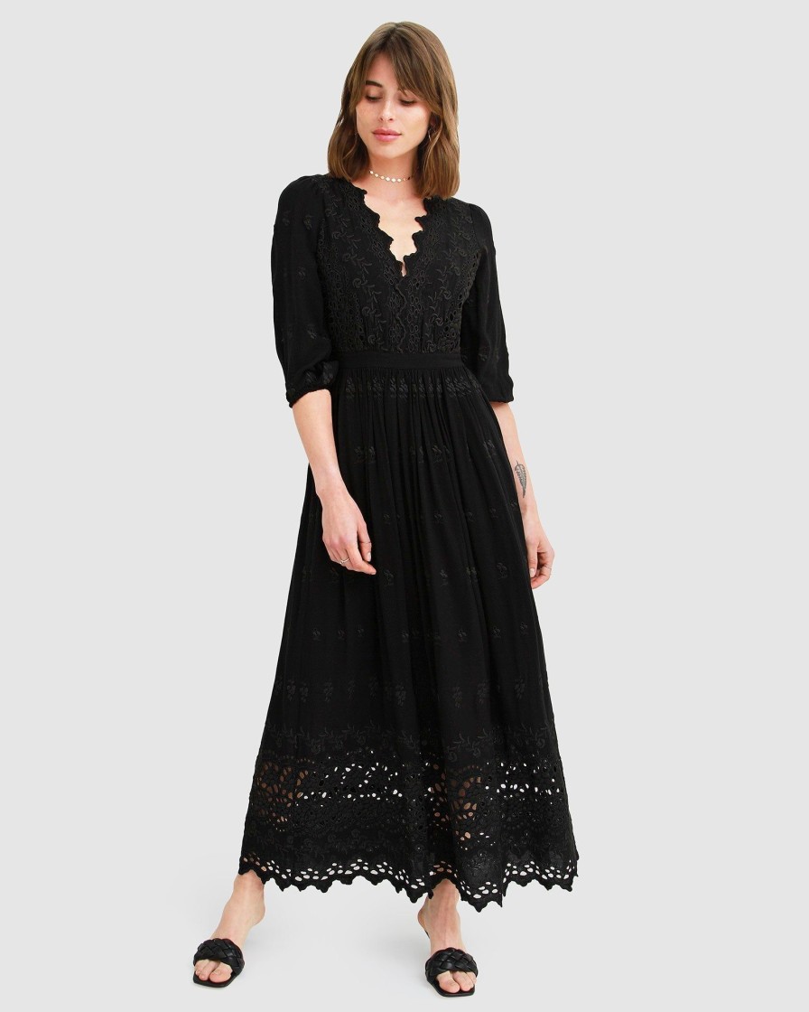 Women Belle & Bloom Midi Dresses | All Eyes On Me Midi Dress - Black