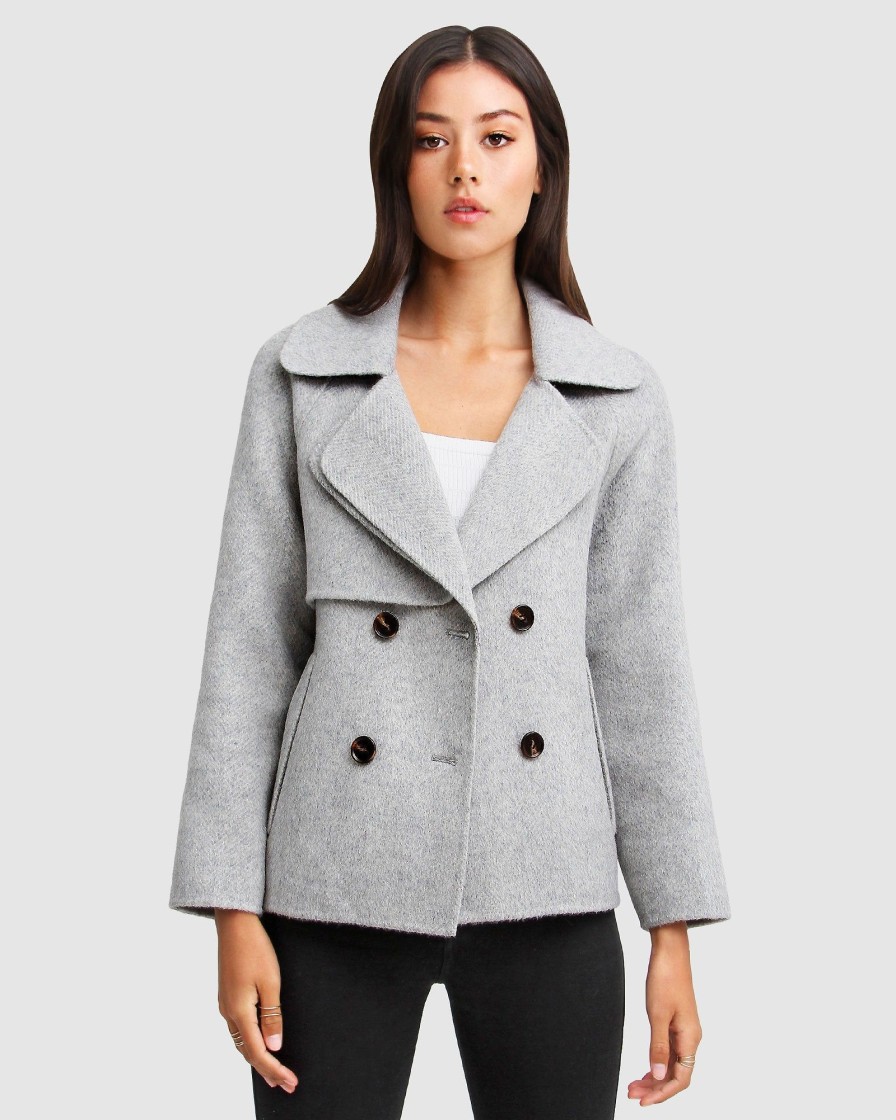 Women Belle & Bloom Wool Coats | I'M Yours Wool Blend Peacoat - Grey