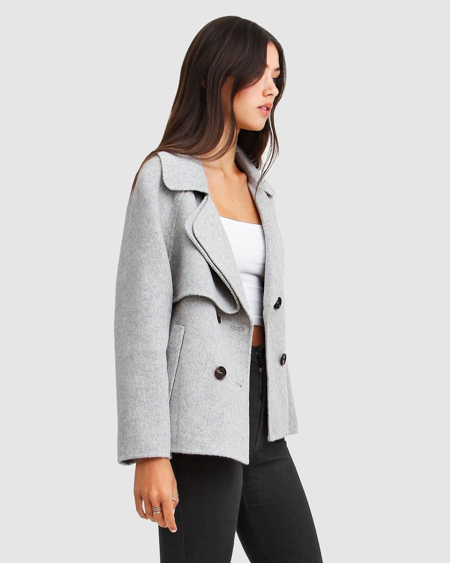 Women Belle & Bloom Wool Coats | I'M Yours Wool Blend Peacoat - Grey