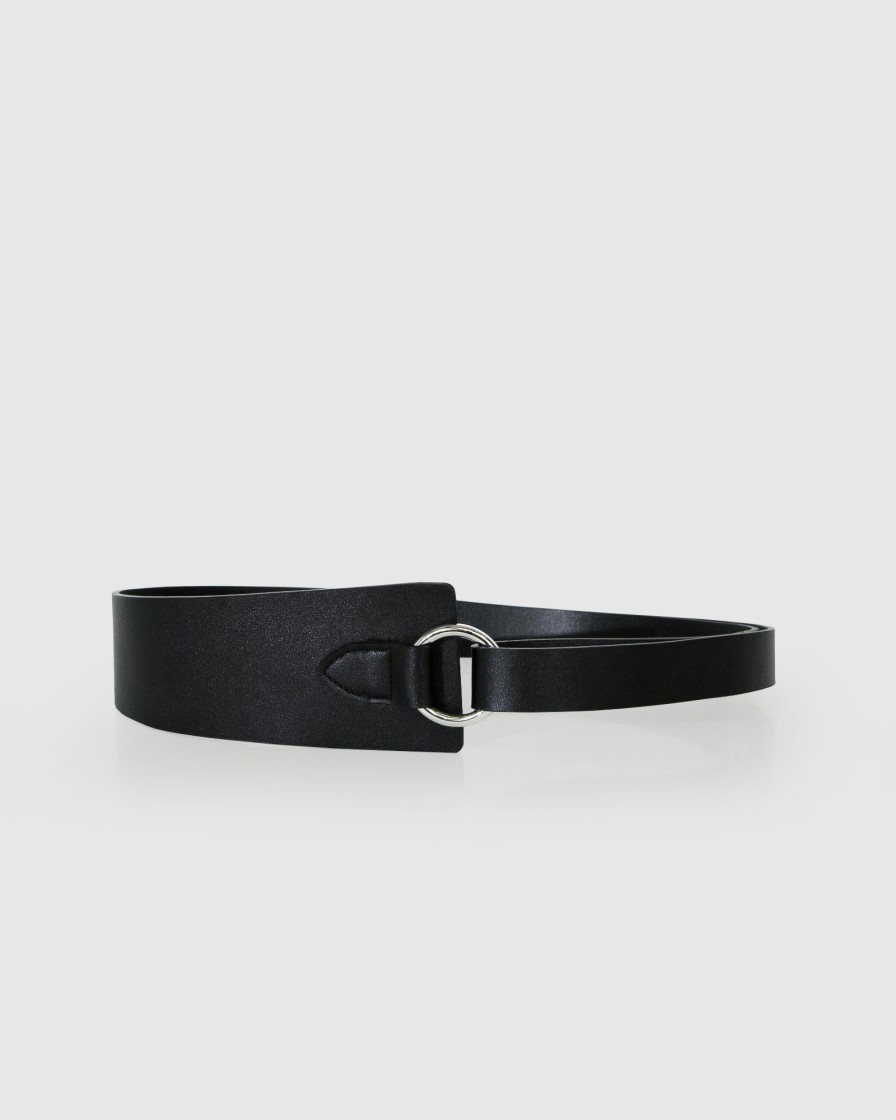 Women Belle & Bloom Belts | New Divide Leather Belt - Black