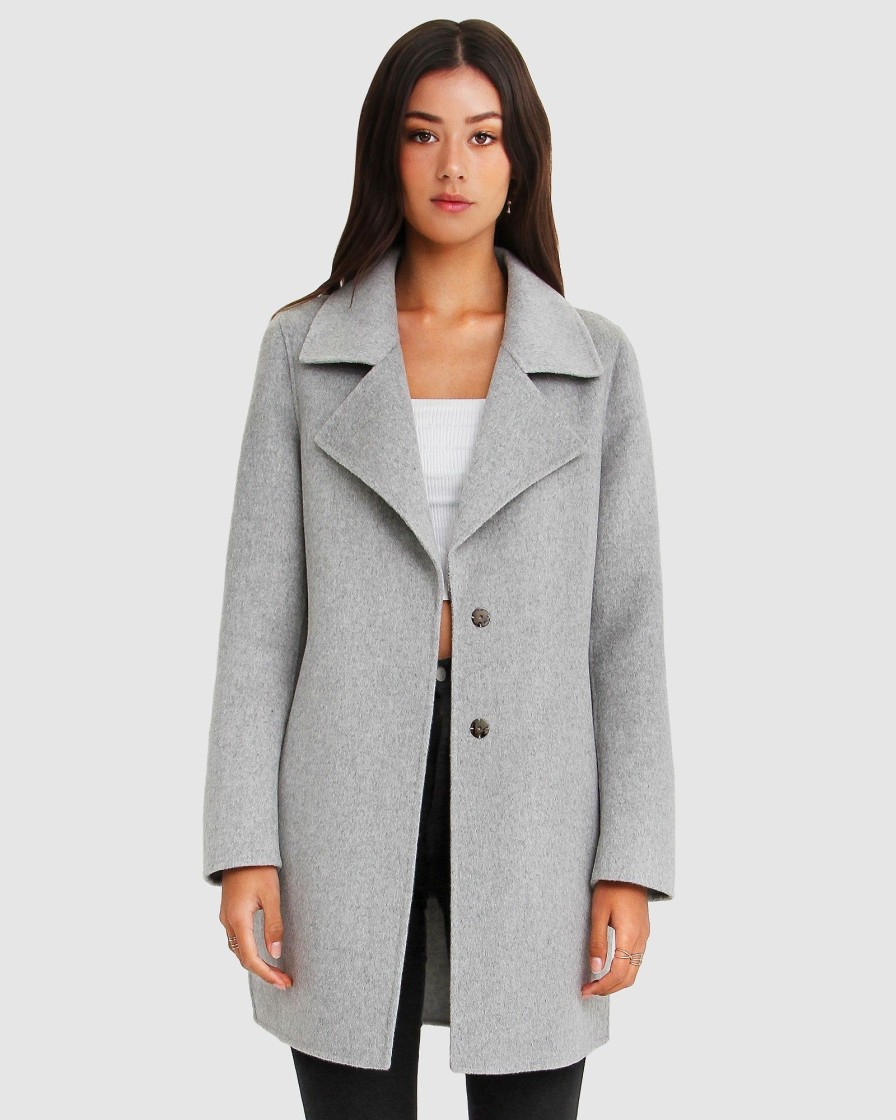 Women Belle & Bloom Wool Coats | New Fit Ex-Boyfriend Wool Blend Oversized Jacket - Grey Marle