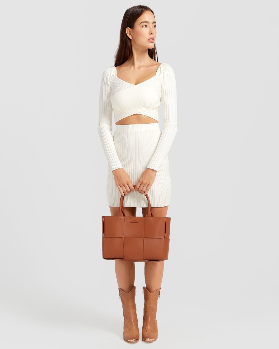 Women Belle & Bloom Skirts | C'Est Belle Knit Mini Skirt - Cream