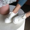 Women Belle & Bloom Flats | Just A Dream Croc Leather Sneaker - White