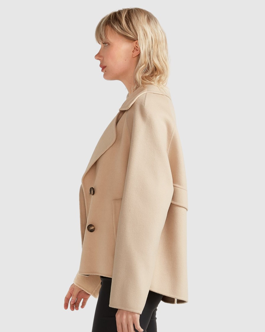 Women Belle & Bloom Wool Coats | I'M Yours Wool Blend Peacoat - Pale Oat