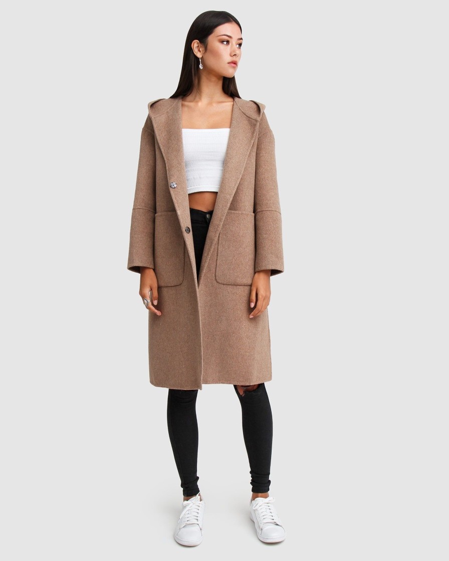 Women Belle & Bloom Wool Coats | Walk This Way Wool Blend Oversized Coat - Oat