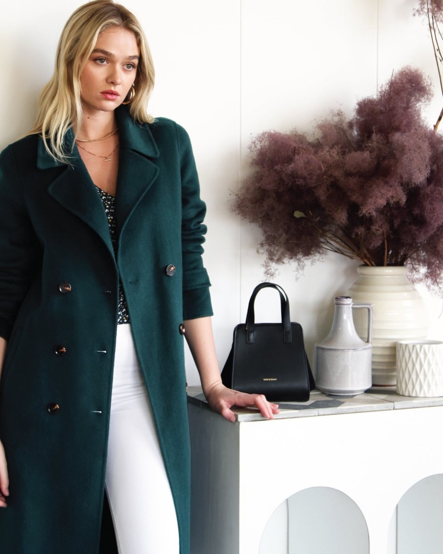 Women Belle & Bloom Belted Coats | Front Runner Belted Coat - Dark Green