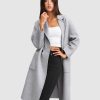 Women Belle & Bloom Wool Coats | Publisher Double-Breasted Wool Blend Coat - Grey Marle