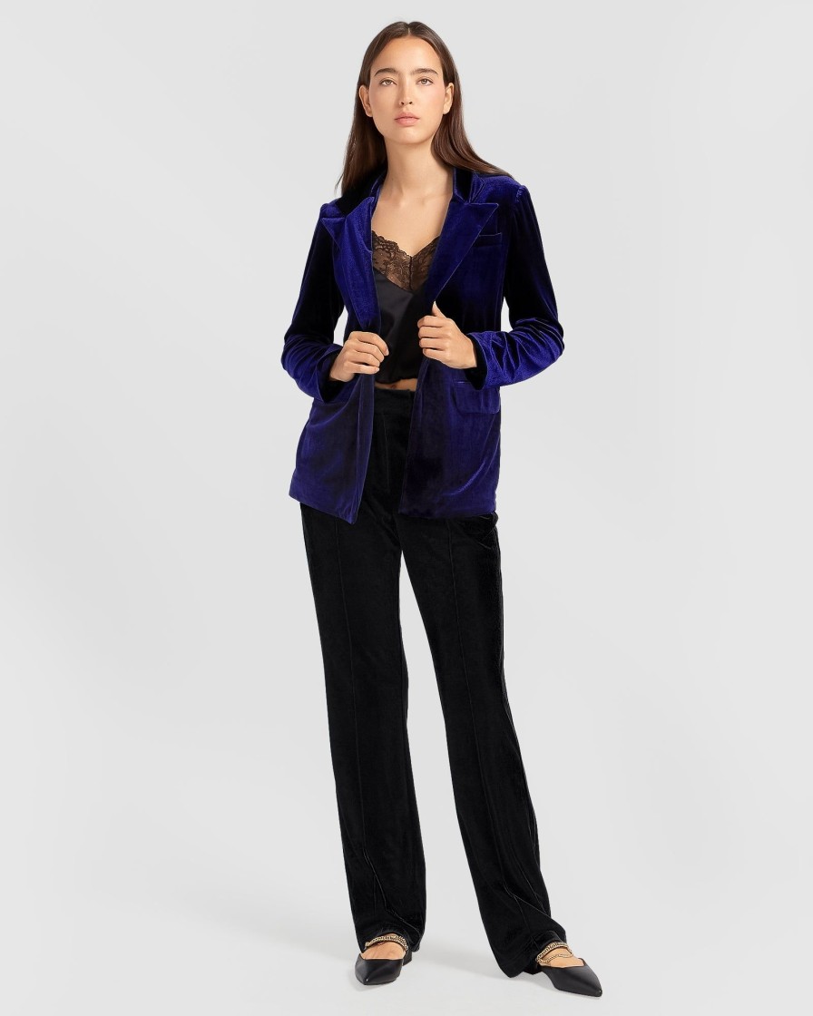 Women Belle & Bloom Suits & Blazers | Eternity Velvet Blazer - Royal Blue