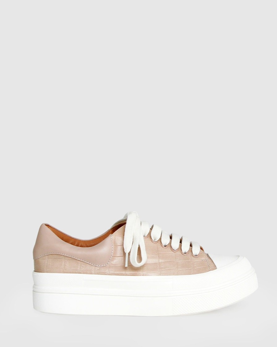 Women Belle & Bloom Flats | Just A Dream Croc Leather Sneaker - Blush