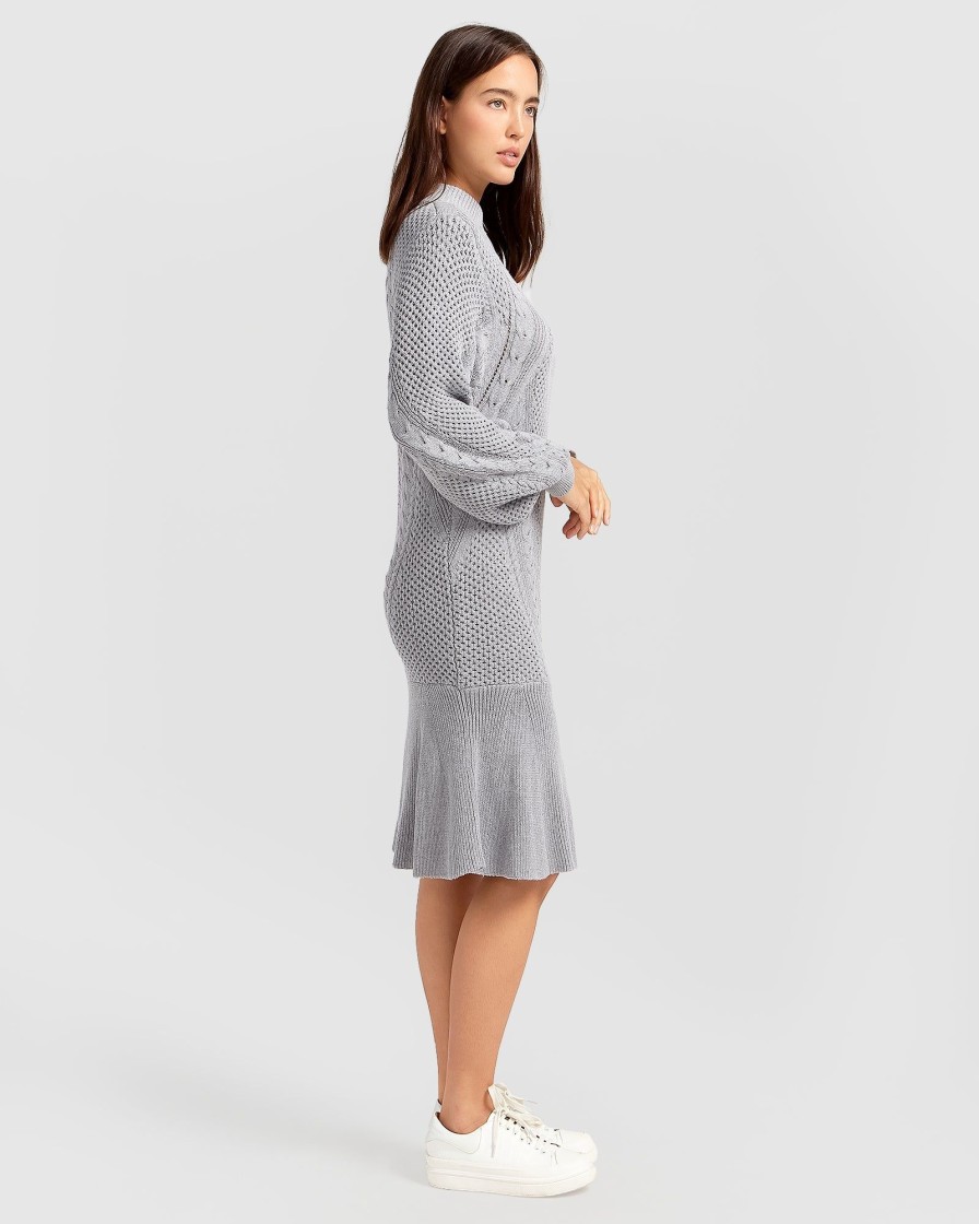 Women Belle & Bloom Midi Dresses | Love Letter Knit Dress - Grey