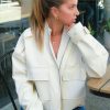 Women Belle & Bloom Leather Jackets | Reload Draped Leather Look Jacket - Cream