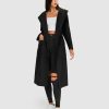 Women Belle & Bloom Belted Coats | Runaway Wool Blend Robe Coat - Black