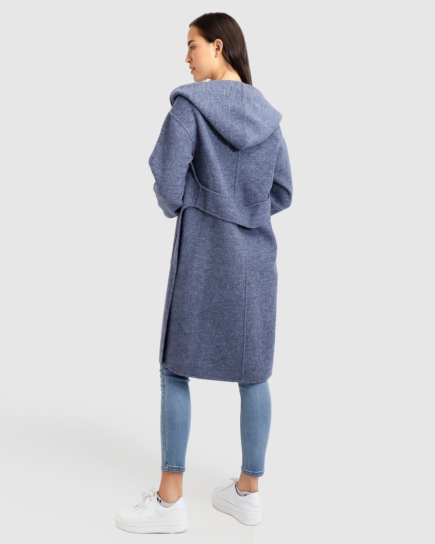 Women Belle & Bloom Wool Coats | Walk This Way Wool Blend Oversized Coat - Navy Micro Check