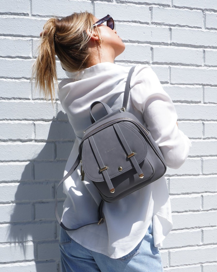 Women Belle & Bloom Shoulder Bags | Camila Leather Backpack - Ash