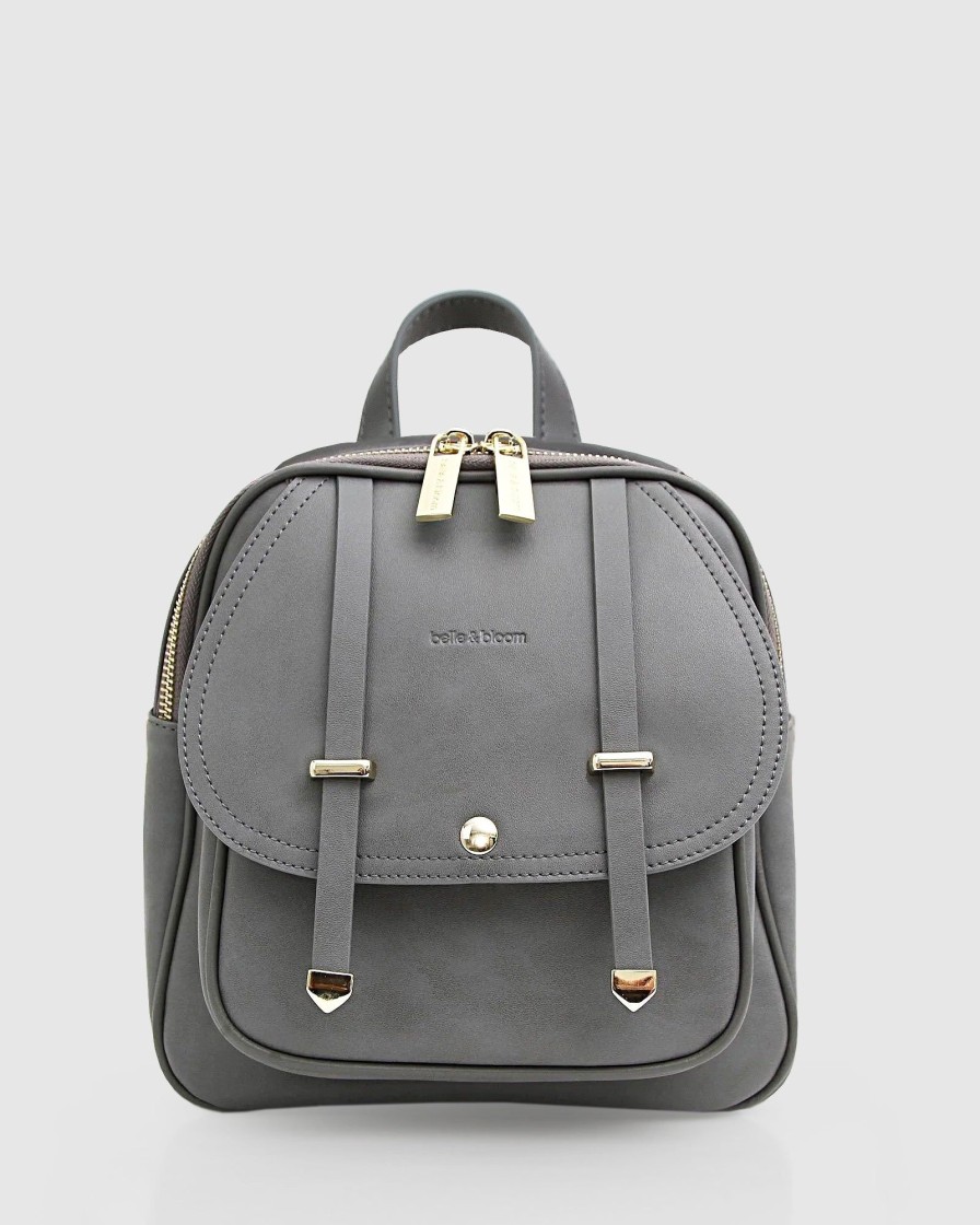 Women Belle & Bloom Shoulder Bags | Camila Leather Backpack - Ash