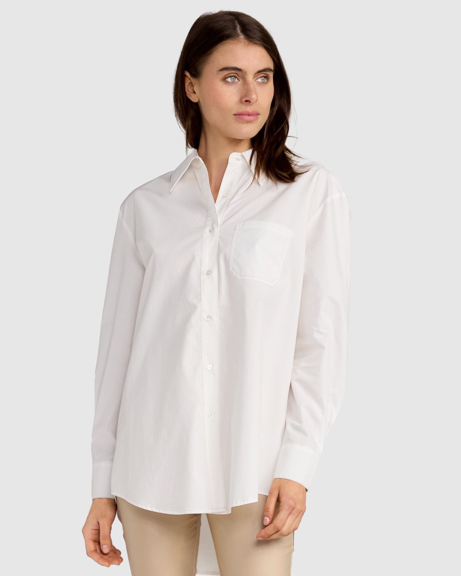 Women Belle & Bloom Shirts & Blouses | My Girl Oversized Shirt - White