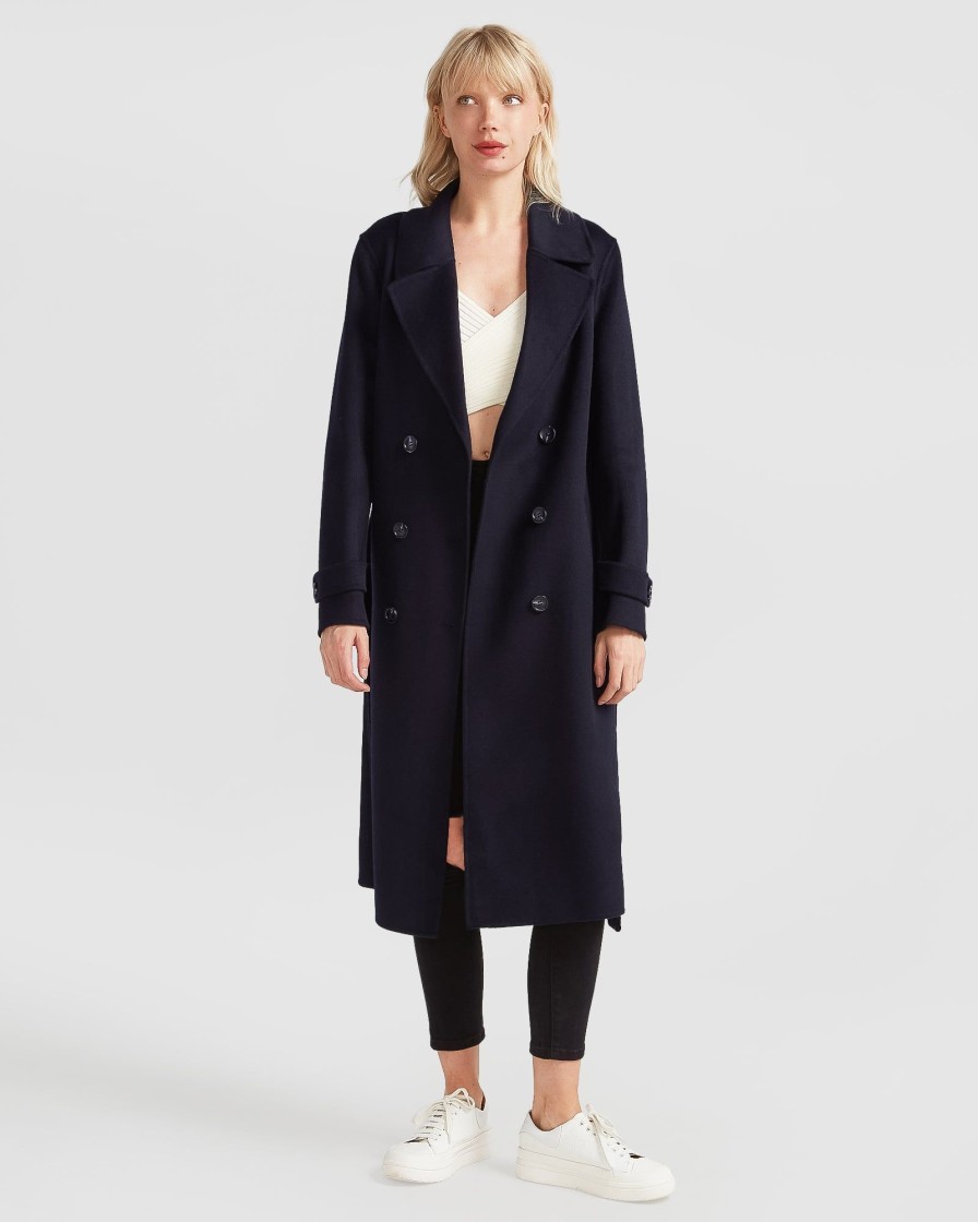 Women Belle & Bloom Belted Coats | Front Runner Belted Coat - Navy