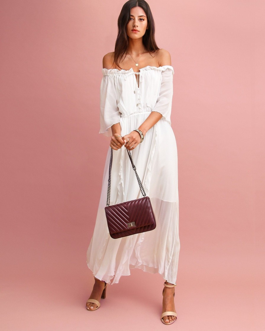 Women Belle & Bloom Maxi Dresses | Amour Amour Ruffled Midi Dress - White