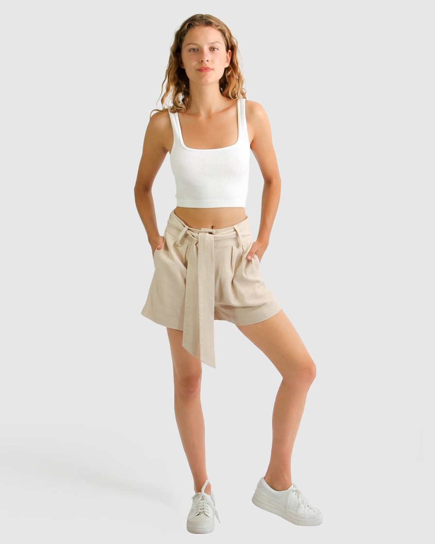 Women Belle & Bloom Pants | Limitless Belted Shorts - Natural