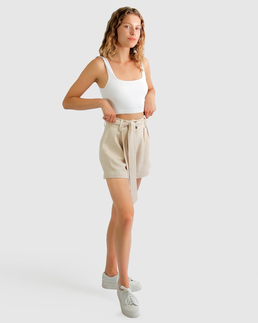 Women Belle & Bloom Pants | Limitless Belted Shorts - Natural