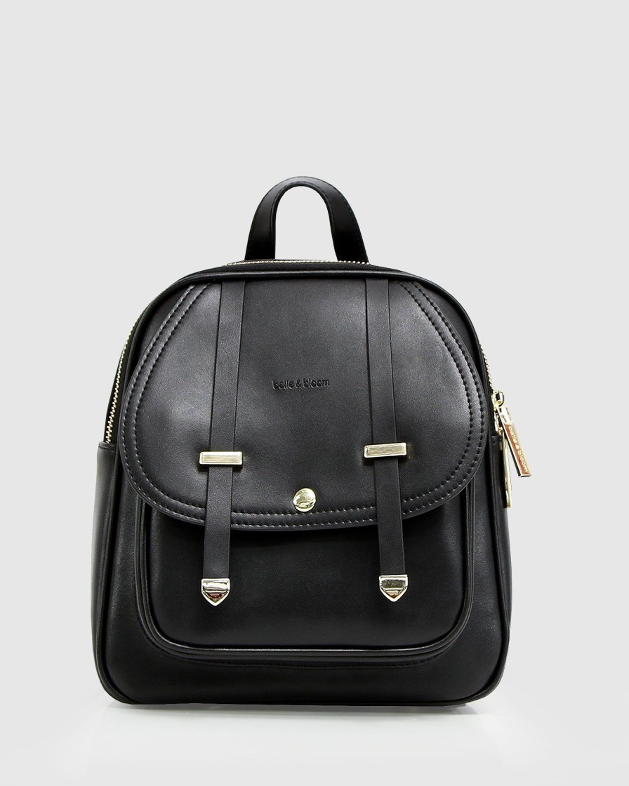 Women Belle & Bloom Shoulder Bags | Camila Leather Backpack - Black