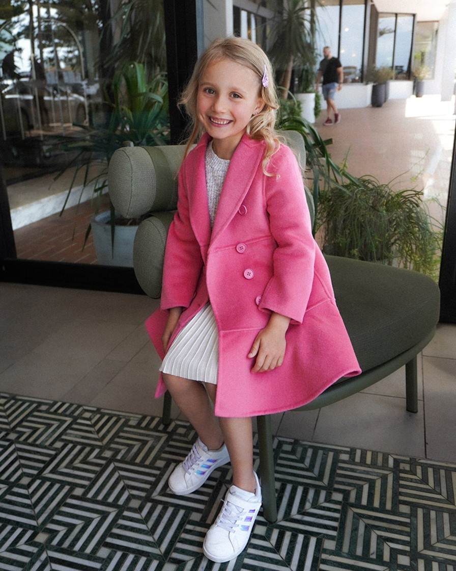 Girl Belle & Bloom | Good Manners Wool Blend Fitted Coat - Pink