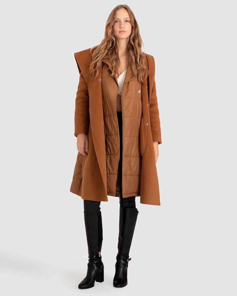 Women Belle & Bloom Wool Coats | Walk Me Home Convertible Coat - Camel