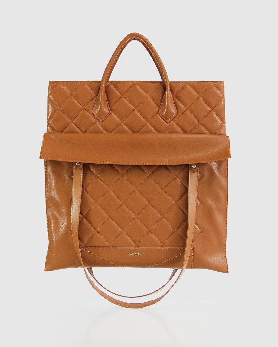 Women Belle & Bloom Totes & Bucket Bags | Lost Lovers Quilted Leather Tote - Camel