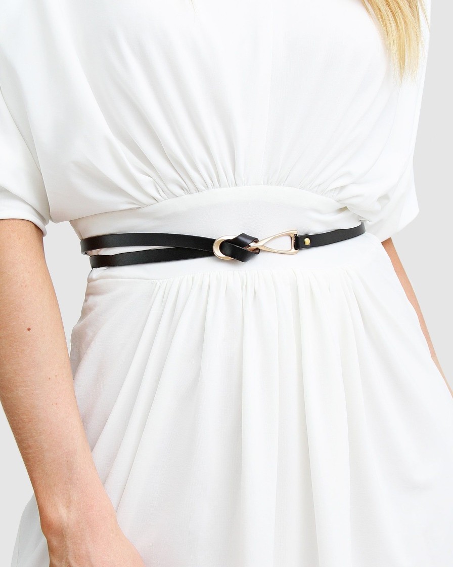 Women Belle & Bloom Belts | London Mood Leather Tie Belt - Black