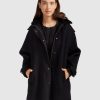 Women Belle & Bloom Wool Coats | Heavy Hearted Detachable Hooded Coat - Black