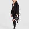 Women Belle & Bloom Wool Coats | Let Me Go Collarless Coat - Black