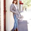 Women Belle & Bloom Wool Coats | New Fit Ex-Boyfriend Wool Blend Oversized Jacket - Oat Plaid