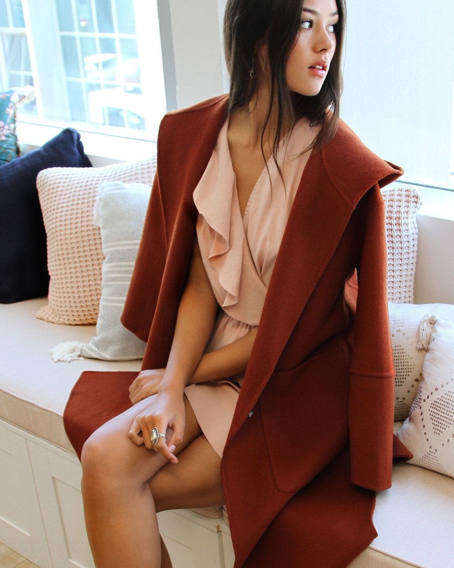 Women Belle & Bloom Wool Coats | Walk This Way Wool Blend Oversized Coat - Caramel