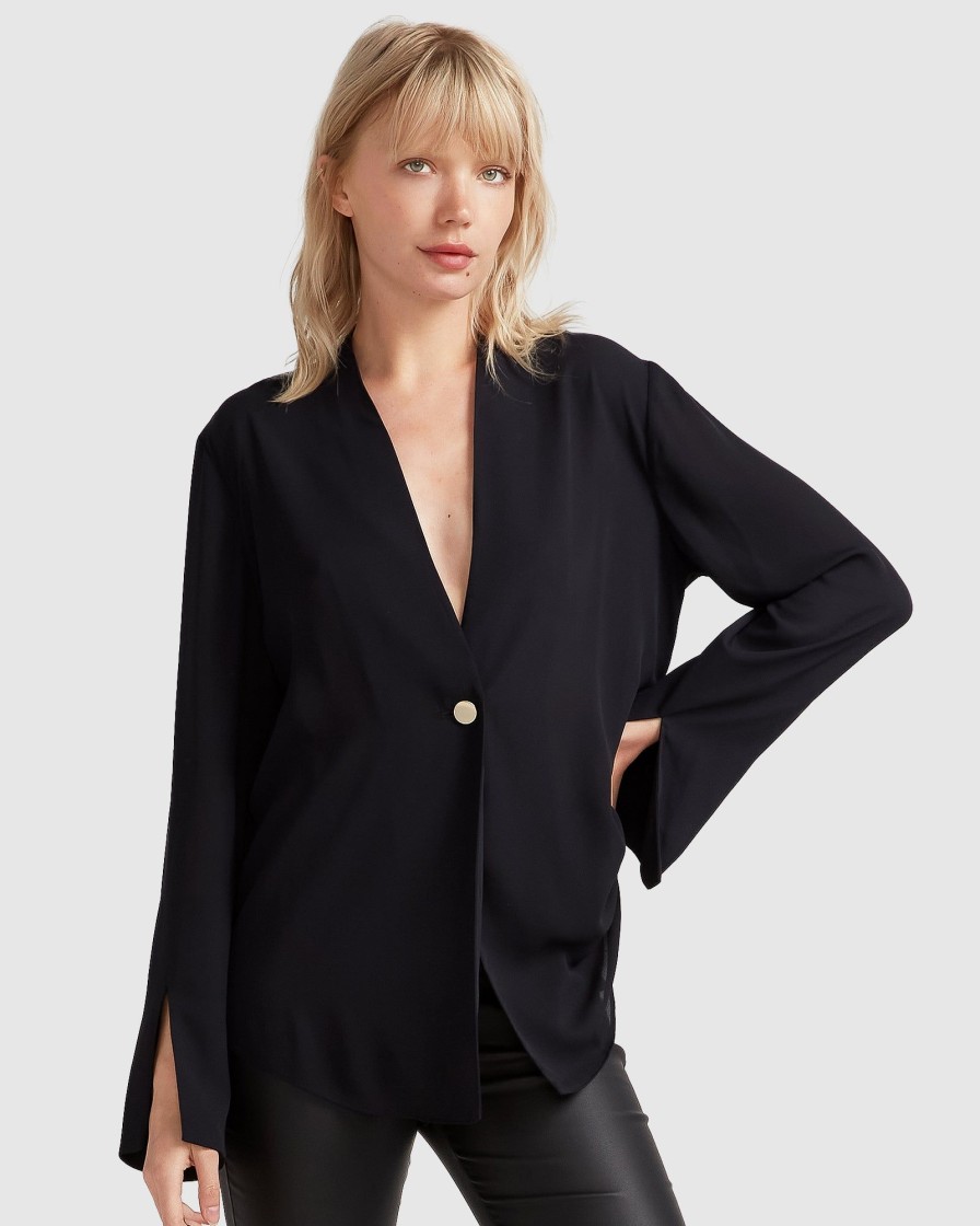 Women Belle & Bloom Suits & Blazers | Sheer Genius Lightweight Blazer - Black