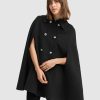 Women Belle & Bloom Wool Coats | On My Mind Wool Blend Cape - Black